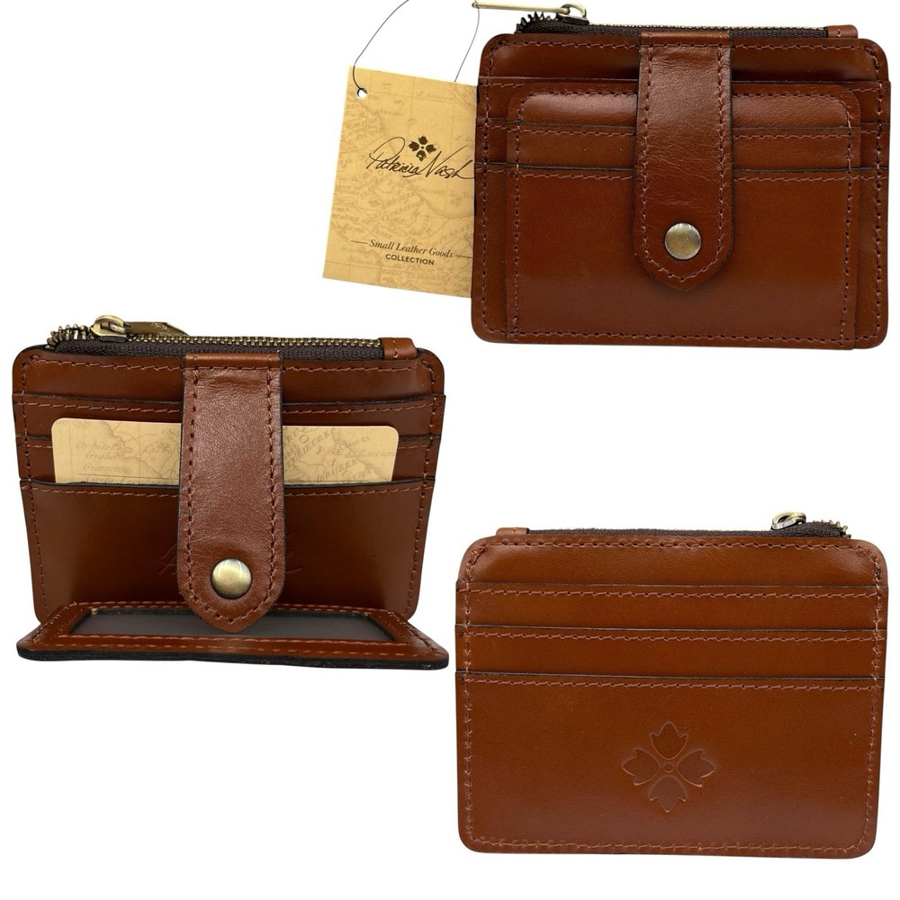 Patricia Nash Leather Cassis Id Credit Card Case Brown Tan